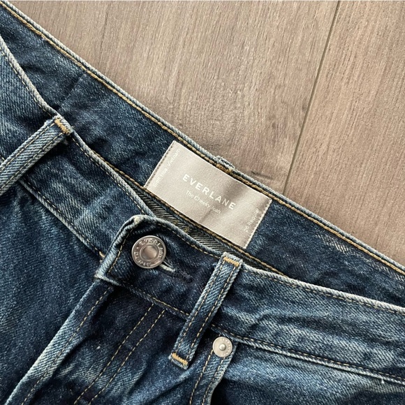 Everlane The Cheeky Distressed Knee Slim Straight Leg Blue Jeans - Picture 7 of 9